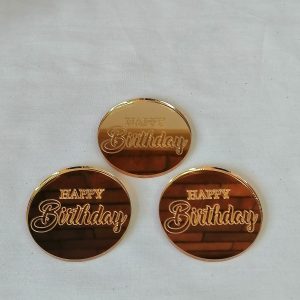 Happy Birthday Gold Mirror Cupcake Toppers