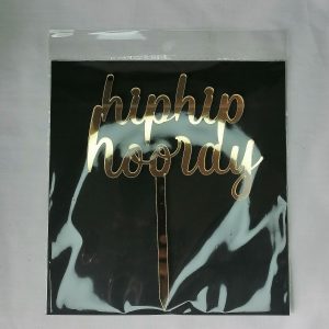 Hip Hip Hooray Gold Mirror Cake Topper